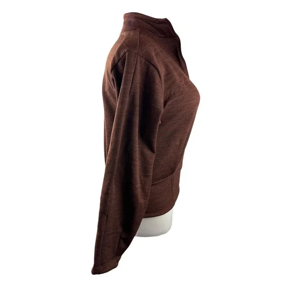 Athleta Altitude Polartec Half Zip Sweatshirt Mahogany Heather Brown Crop Small - Picture 7 of 14